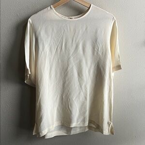 Land's End Cream Short Sleeve Silk Top